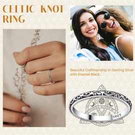 Suplight 925 Sterling Silver Celtic Knot Ring 2MM Thin Wedding Band Stackable Ring for Women Girls Size 5
