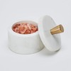 Queenza White Marble Salt Cellar with Lid and Brass Knob,