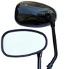 MotorToGo 1Pair Big Black Oval Custom Motorcycle Rear View Mirrors
