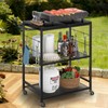 DAOUTIME Grill Cart for Outside, 3-Tier BBQ Food Prep Rolling