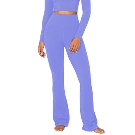 Sunzel Mini Flare Yoga Pants, High Waisted Lounge Flare Leggings with Tummy Control 30" Periwinkle X-Large