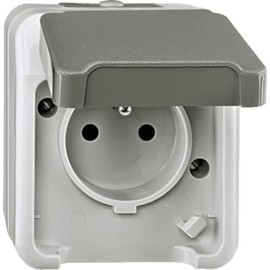 Merten Aquastar Sockets Module with Pen and Hinged Lid, Light Grey, MEG2500 8029