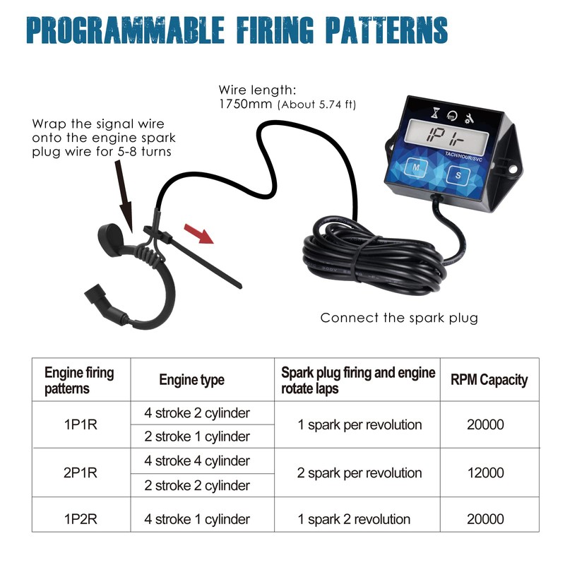 Runleader 2 Pieces Runleader Small Engine Timer, Digital Tachometer, Maintenance