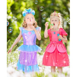 Jeowoqao Princess Dress Up Princess Dress for Girls, Dress up Clothes Little Girl Princess Pretent Play Costume Christmas Birthday Gift for Toddler Girls Age 3-6 Years