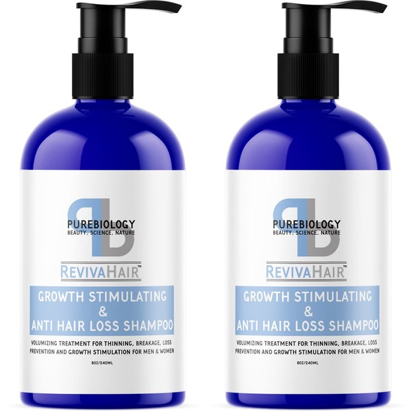 Biotin Shampoo for Thinning Hair Care | RevivaHair Volumizing Shampoo with Procapil Keratin and Rosemary Oil for Hair Treatment | Thinning Hair Shampoo for Men and Women with Vitamin B and E (2 Pack)