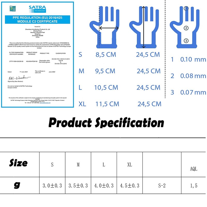 Intco Nitrile Gloves - Blue (Small)