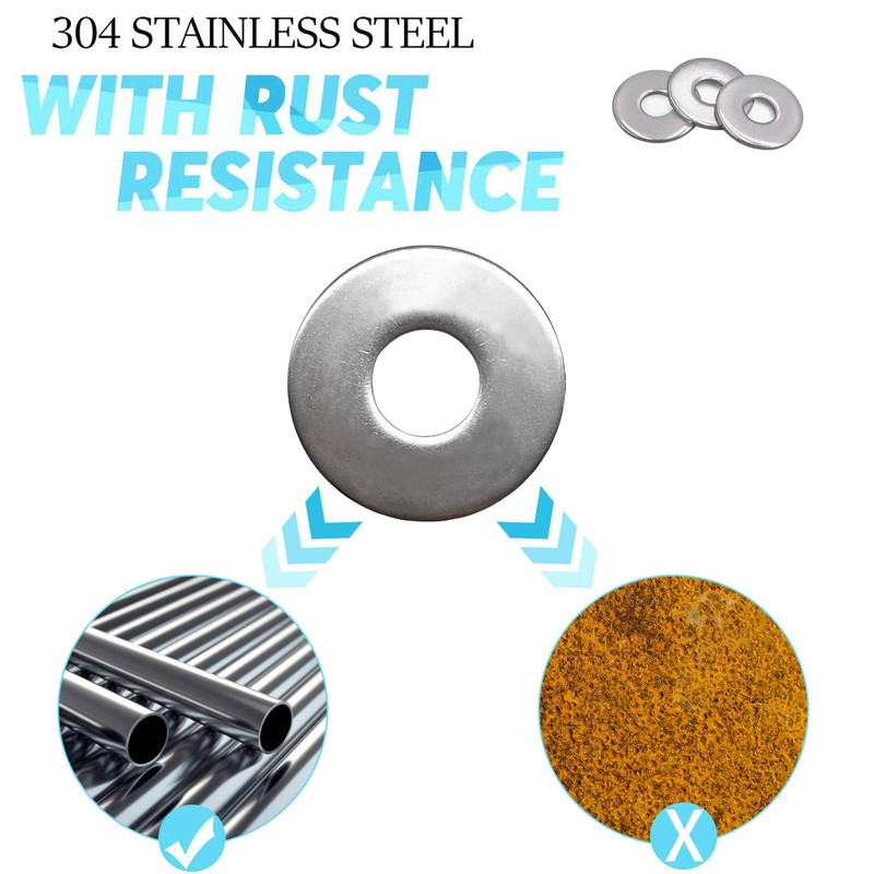3/8" x 1" OD Stainless Fender Flat Washer 50 Pcs,1"