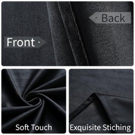 PHOENIGON Black Velvet Curtains 63 inches Long Room Darkening Curtains Thermal Insulated Curtains Luxury Soundproof Curtains for Living Room Bedroom, Elegant Soft Velvet Grommet Curtains 2 Panels