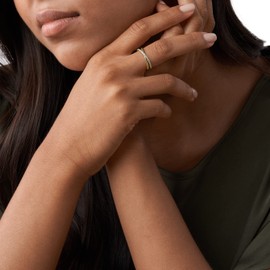 Fossil 32017254 Women's Ring Stainless Steel Glass Stone, Stainless Steel, No Gemstone