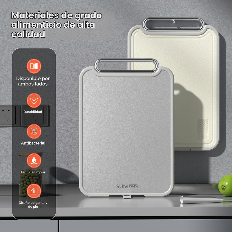 Sumzzz - Tabla de cortar de acero inoxidable para cocina,