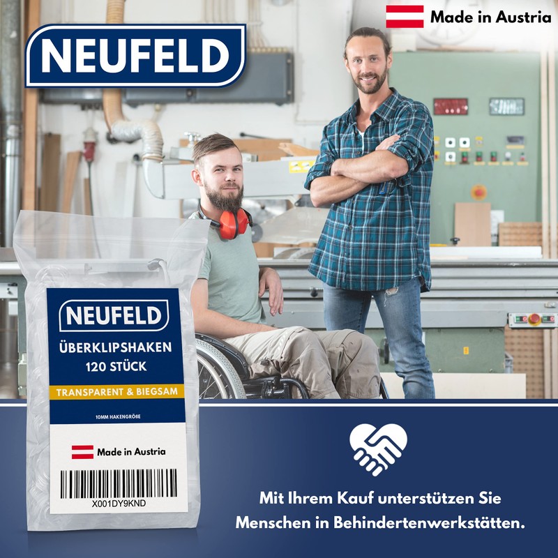 NEUFELD® 120 clip-on hooks with 10 mm eyelet, curtain hooks