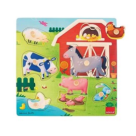 Jumbo Spiele D53040 Holzpuzzle Tiermütter und -kinder auf dem Bauernhof