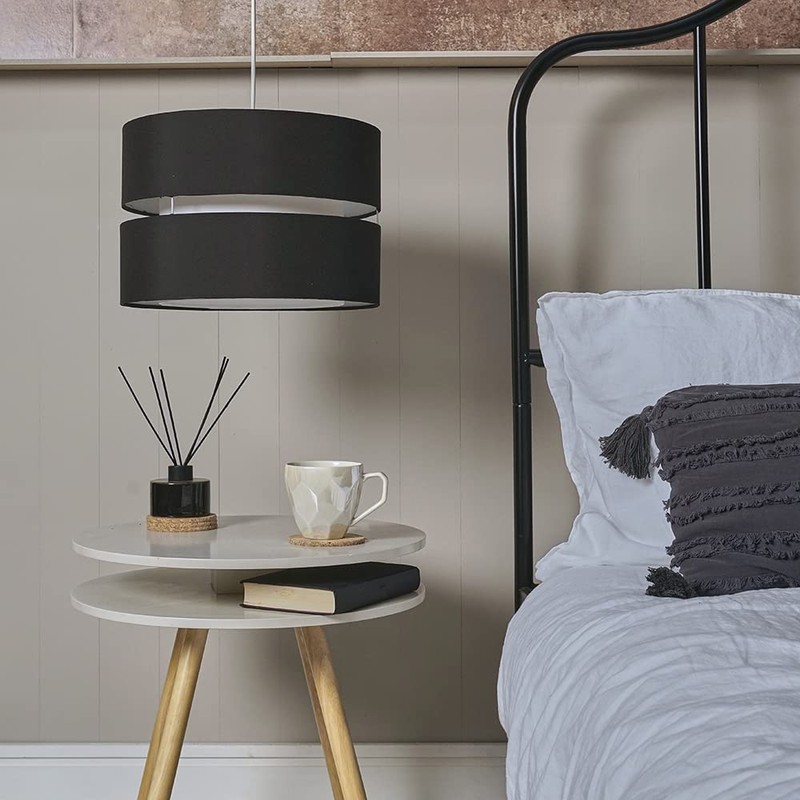 MiniSun Modern Large 2 Tier Black & White Cylinder Ceiling