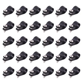 Swpeet 60 Pack Black 1/2 Inch Nylon Plastic R-Type Cable Clips Clamp Kit, Nylon Screw Mounting Cord Fastener Clips with 60 Pack Screws for Wire Management