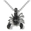 COOLSTEELANDBEYOND Mens Steel Scorpion Pendant Necklace with Black Cubic Zirconia