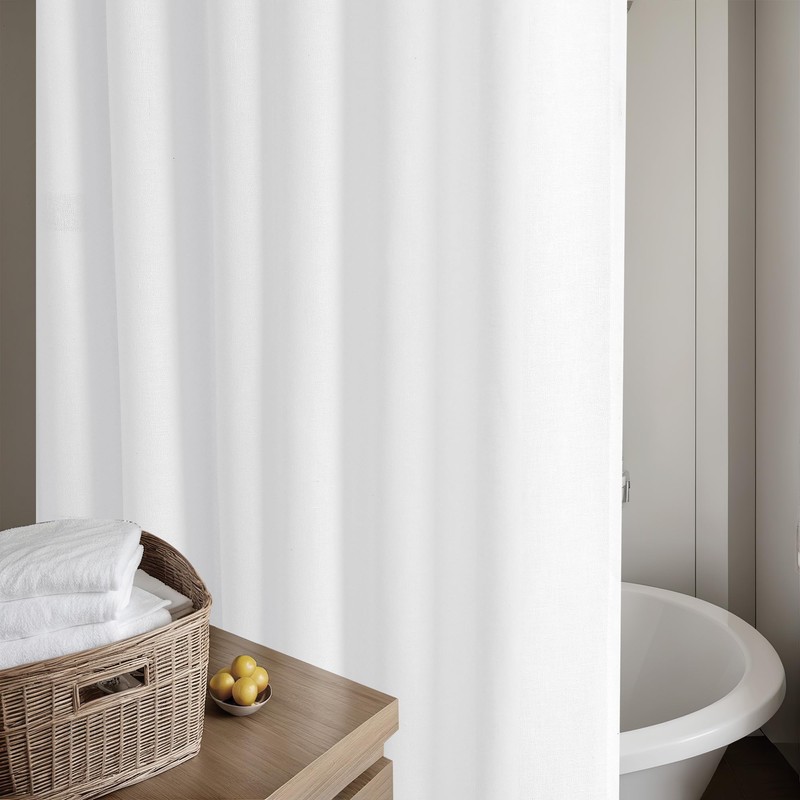 DUKIYO White Linen 90 Inch Shower Curtain Extra Long Cloth
