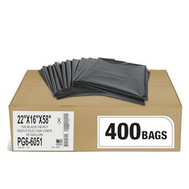 Aluf Plastics 55-60 Gal Black Heavy Duty Garbage Bags 1.5 Mil - 38"x 58" - Pack of 400 - For Contractor, Outdoor, Construction, & Storage