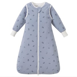 Nivolltha Super Soft Removable Long Sleeves Baby Sleeping Bag 2.5 TOG, 100% Cotton Winter Sleeping Bag 18-36 Months for Infant Toddler, Ocean