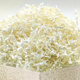 DOTUHAO Crinkle Cut Paper Shred, Monster White Color Crinkle Paper, Gift Basket Filler, Gift Box Filler Paper Shreds, Raffia Grass great for Gift Wrapping, Basket Filling (Monster White, 2 oz)