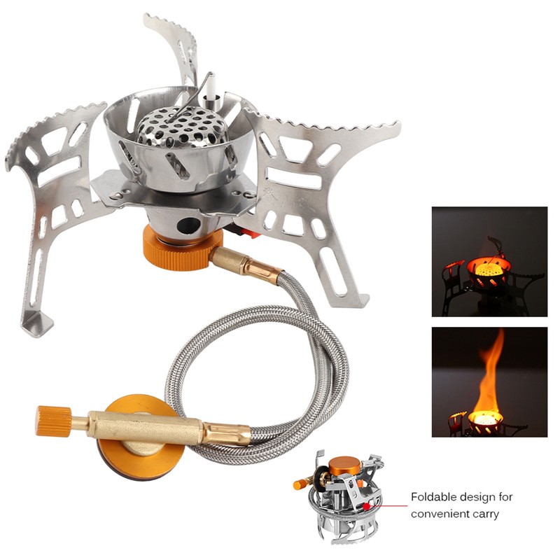 Camping Gas Stove with Gas Adapter Set Improves Burning Efficiency