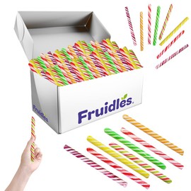 Fruidles Swirl Candy Cane Sticks Suckers, Old-Fashioned Multicolored Lemon Flavor, Individually Wrapped, 5.5" Inch, Net WT 10.17 oz (288g), 24-Pack - 0.42oz (12g) Pieces (Assorted Candy Sticks)