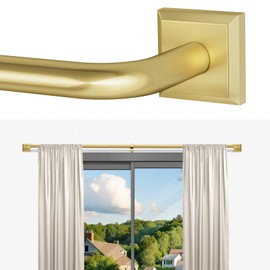 Gold Curtain Rods for Windows 66-120Inch(5.5-10ft) Heavy Duty French Return Rod, Wrap Around Blackout Curtain Rods, Long Adjustable Room Darkening Drapery Rod for Bedroom, Living Room Outdoor Patio