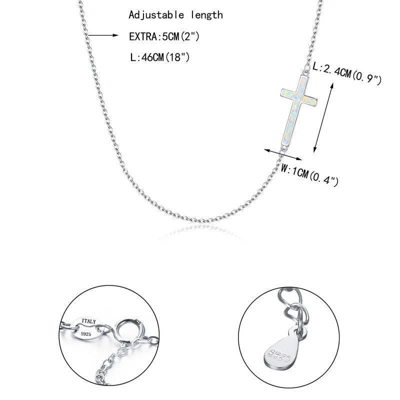 Ever Faith 925 Sterling Silver White Opal Tiny Dainty Sideways