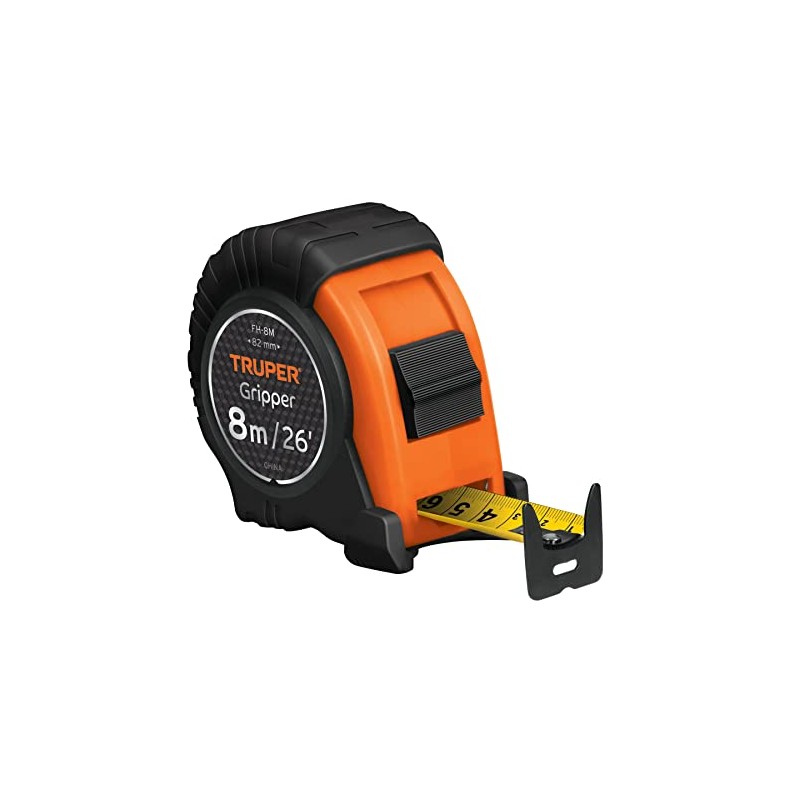 Truper FH-8M, Flexmetro Gripper, contra impacto, 8 m, cinta 25