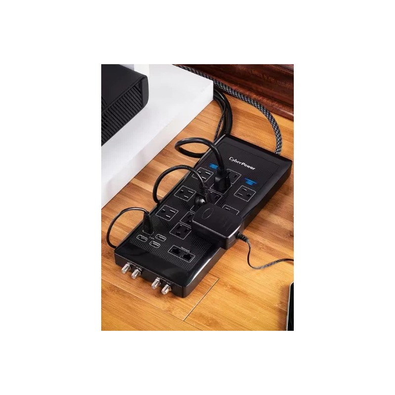 CyberPower 12-Outlet Surge Protect 6 ft. Braided Cord USB Coax,