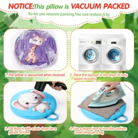 Yuntau 8 Pcs Kids Floor Cushions for Classroom Flexible Round Seating with Handle Soft Waterproof Floor Pillows with Cute Cartoon Animal Pattern for Elementary Daycare Preschool(Jungle Animals)