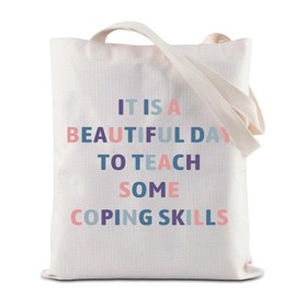 ZJXHPO Counselor Cosmetic Bag It Is Abeautiful Day To Teach Some Coping Skills Makeup Zipper Pouch Bag Counselor Inspire Gift (Coping Skills tote bag)