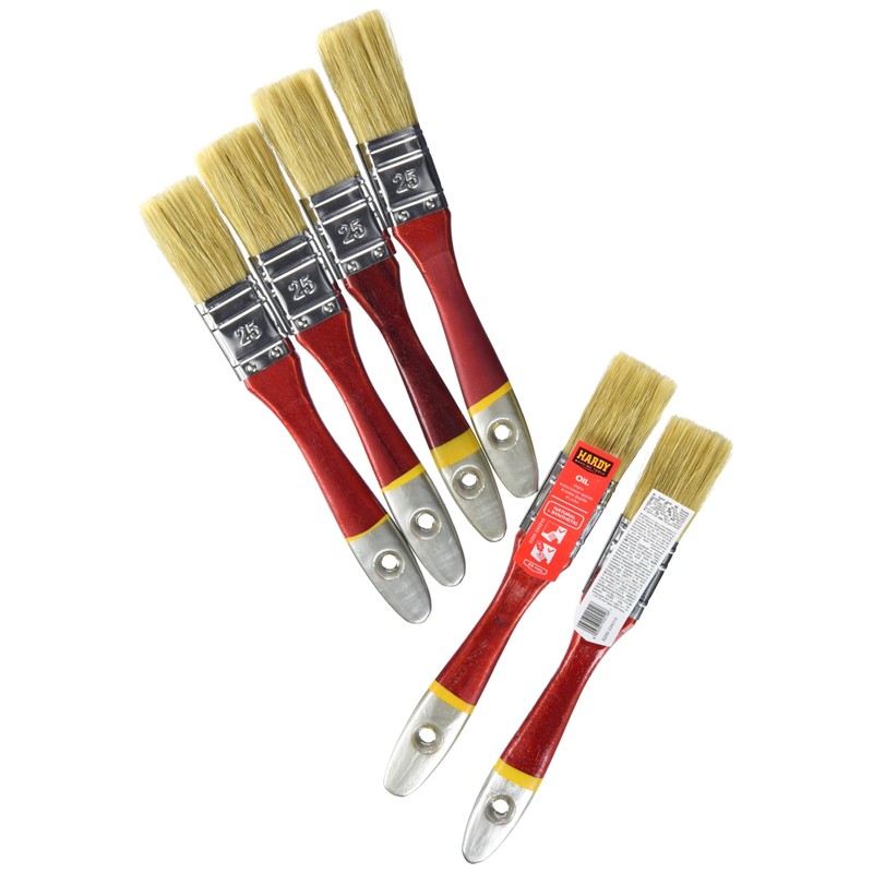 HARDY WORKING TOOLS Flat Brush Set 6 Pieces - 25mm
