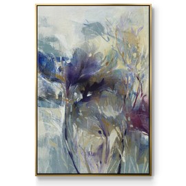 Renditions Gallery Canvas Floral Art Gold Floating Frame Paintings Rustic Meadow Saffron Flowers Nature Home Artwork for Office Bedroom Kitchen Walls - 17"X25" LT545