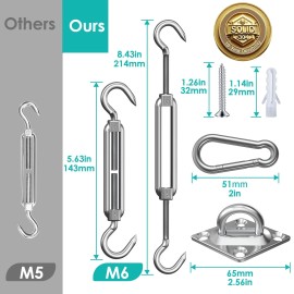 EVERSEE Sun Shade Sail Hardware Kit 6-8 inch 304 Stainless Steel for Rectangu...