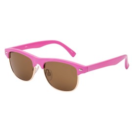 Ultra Half Rim Childrens Sunglasses Pink Frame with Brown Lenses Glasses Classic Retro Round Sunglasses Girls Sunglasses Boys Sunglasses Shades Horn Rimmed Glasses UV400 Protection