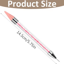 WeddHuis 1 Piece Dual Ended Gemstones Dotting Pen, Nail Art Tools, DIY Nail Design, Rhinestone Picker, Decoration Tool, Dot Work (Pink)