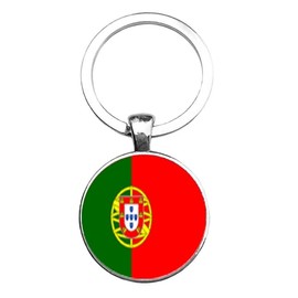 Art Attack Portugeuese Flag Keychain, Portugal Items Map Country Charm Pendant Porto Ronaldo Key Chain (Silver)