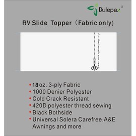 Dulepax-RV Slide Out Awning Fabric Replacement-(46" x 170", White- Fabric only)-Universal Slide-Topper Replacement for 5th Wheel RVs, Travel Trailers and Motorhomes