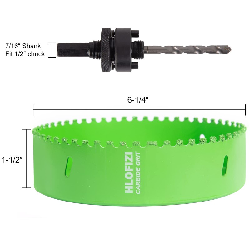 HLOFIZI 6-1/4 Inch Carbide Grit Hole Saw 6.25 Hole Saw