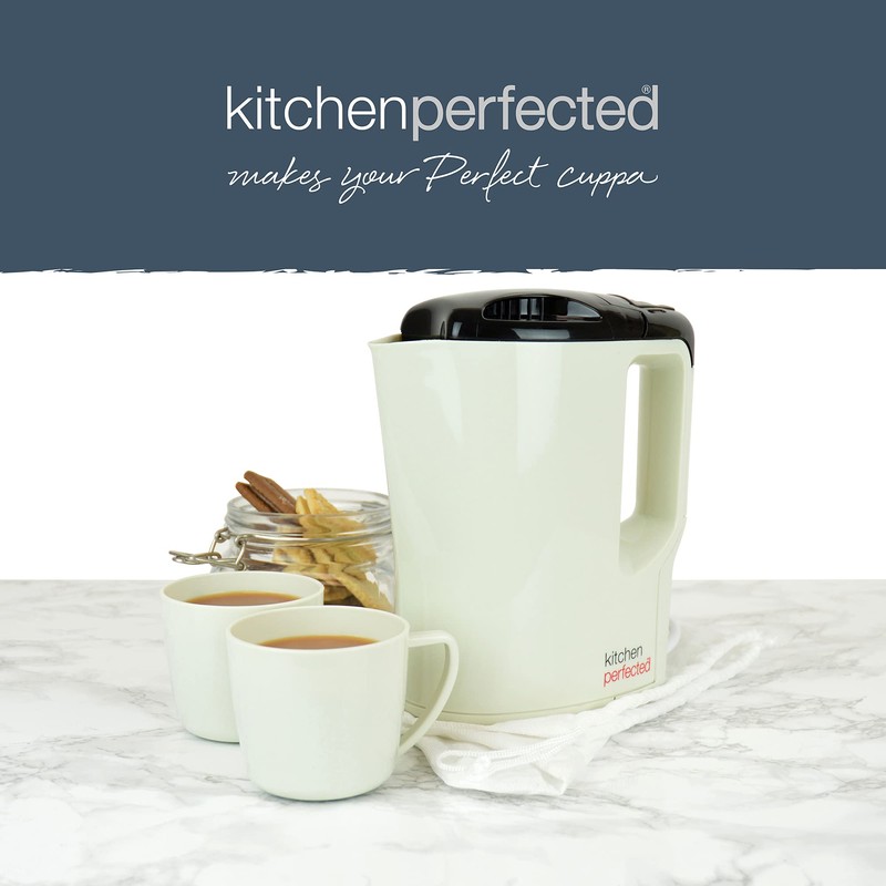 KitchenPerfected 1000w 0.9Ltr Corded Lightweight Travel Kettle with 2 cups