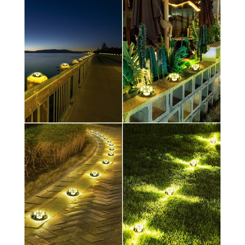 Biling Solar Ground Lights Uplight Sidelight, 12 Packs Bright Solar