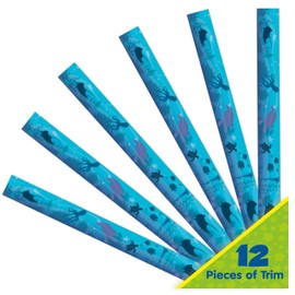 Eureka Seas The Day Blue Marine Animals Decorative Classroom and Bulletin Board Trim for Teachers, 2.25" Wide, 12 Strips for 37 Total Feet