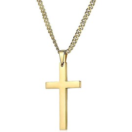 LIFETIME BLING 18K Gold Cross Chain Pendant Necklace 3MM Solid Clasp for Men,Women,Teens. Small for Charms Miami Cuban Curb Link Diamond Cut (24)