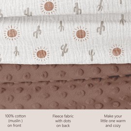 Bearmoss Baby Blanket, Cotton Baby Blankets, Newborns, Soft Crawling Blanket for Children, Muslin Sleeping Blankets for Toddlers, Girls, Boys, 70 x 100 cm (Palm Sun)