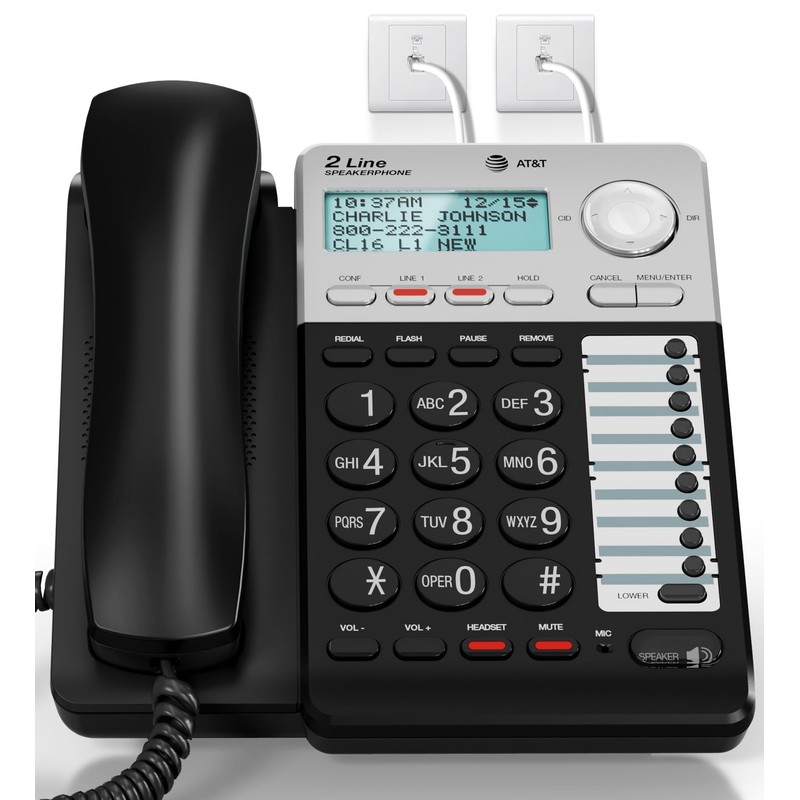 AT&T ML17929 2-Line Corded Telephone, Black