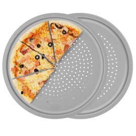 LYNG Pizza Pan 16 Inch, 2 Pack Silicone Nonstick Pizza Tray For Oven, Pizza Pan With Holes Dishwasher Safe, Suitable For Home Kitchen Dark Baking