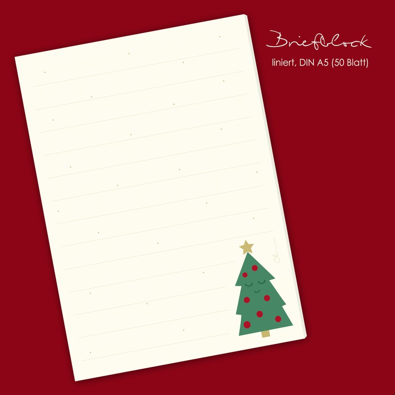 Writing Paper Set for Children "Christmas Tree" DIN A5 Lined