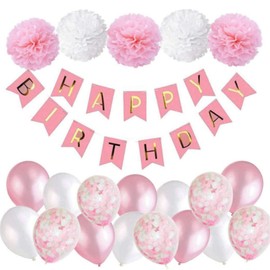 Birthday Celebration Decoration, Birthday Garland, Birthday Decoration, Set A (Set of 3) (Pink)