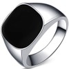 Kingray Jewelry Stainless Steel Classic Simple Plain Black Enamel Signet