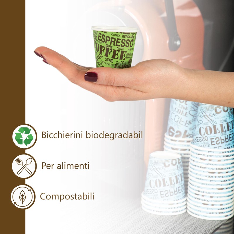 Bioaiks KIT Office 250 Paper Coffee Cups with Wooden Scoops